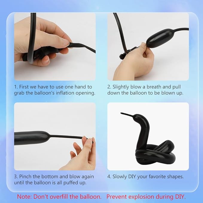 Black Balloons 100 Pcs - 260 Long Balloons for Tying Arch, Twisting & Decorating Birthdays, Halloween, Weddings & More