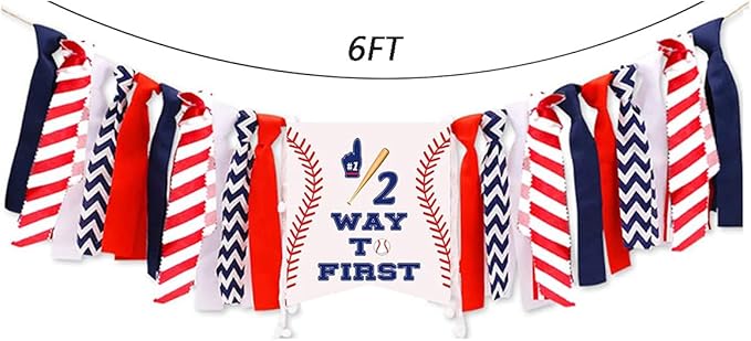 Baseball Half Birthday Kit - Baseball Half Way to One Highchair Banner, 1/2 Way to One Cake Topper for Boy 1/2 Half Year Baby Shower Party Supplies