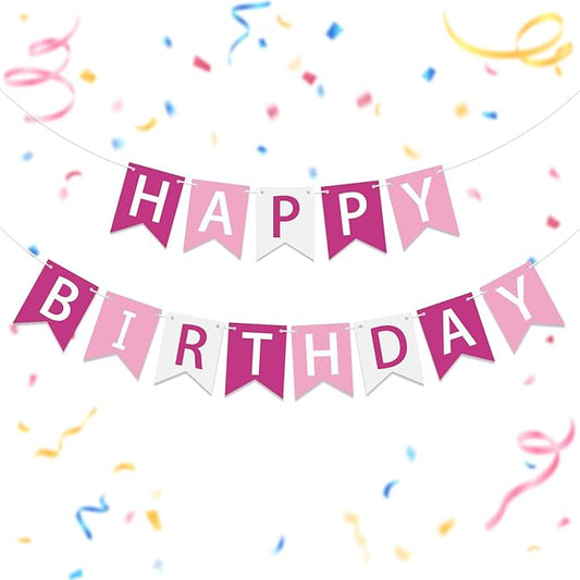 Happy Birthday Banner Pink Happy Birthday Sign Birthday Decorations for Birthday Party Backdrop Wall Decor Pink Birthdays Sign for Men Women Party Supplies