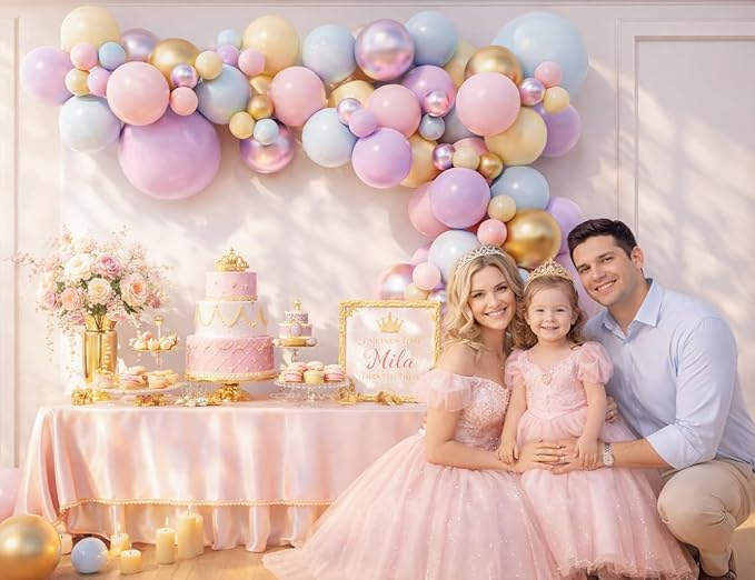 Princess Balloon Arch Kit for Once Upon a Time Girls Birthday Storybook Baby Shower Fairytale Party Decor (Pastel Gold)