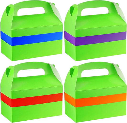 Marspark 24 Pack Green Turtle Anime Birthday Party Supplies, Paper Gift Boxes, Cartoon Candy Treat Boxes for Anime Themed Birthday Party Decorations(Green Pattern)