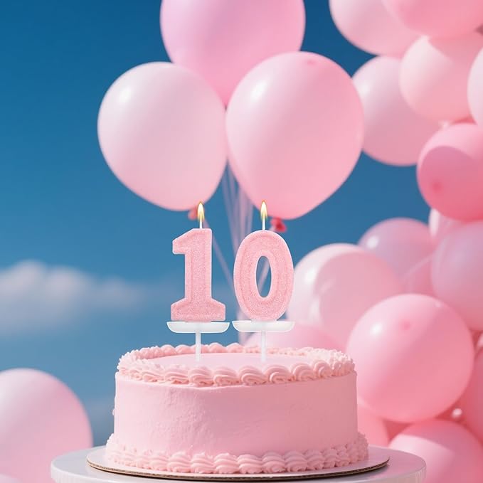 Pink Number One Birthday Candles, Romantic Cake Glitter Pink Number 1st Candles Anniversary Cake First Topper Decoration Cute Birthday Party Supplies for Wedding Anniversary Celebration Supplies (1)
