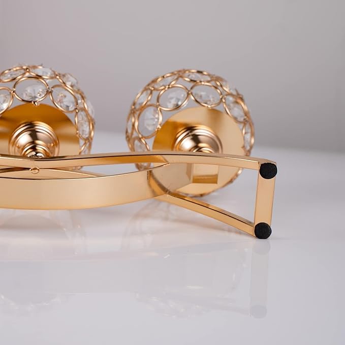 Gold Candle Holders for Table Centerpiece, 3 Arms Metal Candelabra Candlestick Holders for Home Decor, Wedding, Dinning, Party, Anniversary,Christmas Halloween Decorations