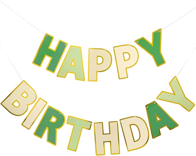 Happy Birthday Banner - 9ft Pre-Strung Happy Birthday Sign for Women, Men, Girls, Boys - No DIY Birthday Decorations & Party Supplies(Sage Green)