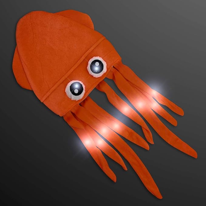 FlashingBlinkyLights Set of 4 Flashing Light Up Silly Squid Hats