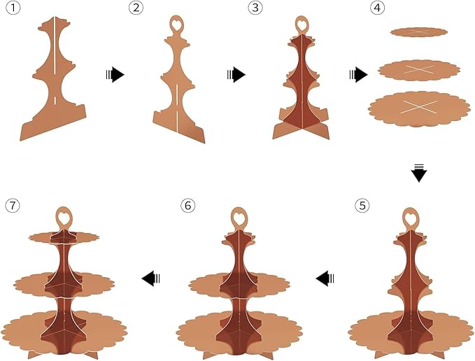 Rose Gold 3 Tier Cupcake Stand, Holds 24 Cupcakes, Cardboard Tower for Parties & Showers (1 Pack)
