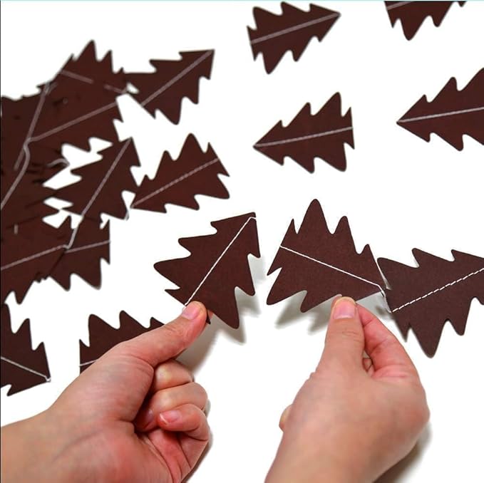 Sparkly Paper Christmas Tree Garland Kit for Home Party Decoration (Brown)