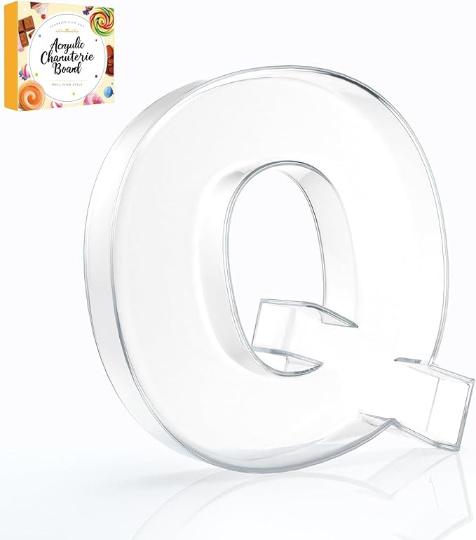 10" Acrylic Charcuterie Letters Fillable Tray, Reusable Alphabet Number Shaped Serving Plates for Charcuterie Board, Display Fruit, Candy, Cake, Party Decor, Birthday, Anniversary（Q）