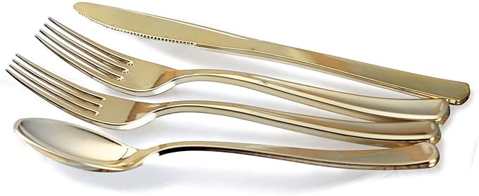 " OCCASIONS " 320pcs set (40 Guests)-Wedding Party Disposable Plastic Plate Set -40 x 10.25'' + 40 x 7.5'' + Silverware + Cups + Napkins (Scalloped in White/Blush & Gold)