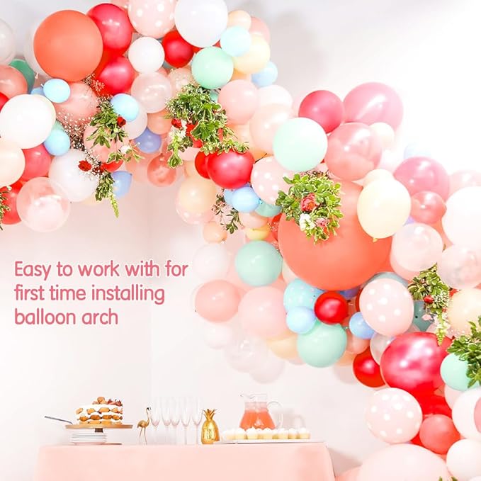 Balloon Arch & Garland Kit - 32.8 Ft Double Hole Tape, 200 Dots Point Glue Stickers, DIY Balloon Decorating Kit for Valentines, Birthday, Wedding, Graduation