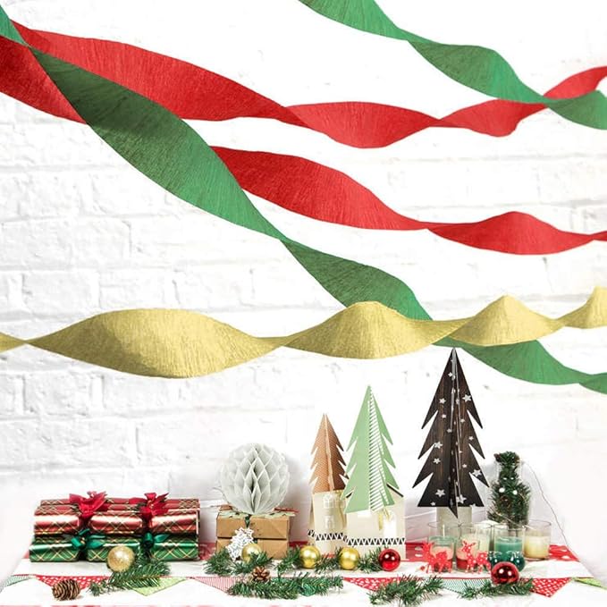 8 Rolls Gold Crepe Paper Streamers, Wedding Birthday Baby Shower New Year Party Decoration, Graduation, Christmas, Rainbow DIY Supplies, Living Room Bedroom Decor