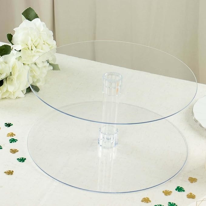 Efavormart 2 Tier 18 inch Acrylic Crystal Glass Clear Cupcake Dessert Decorating Stand for Birthday Xmas Party Wedding