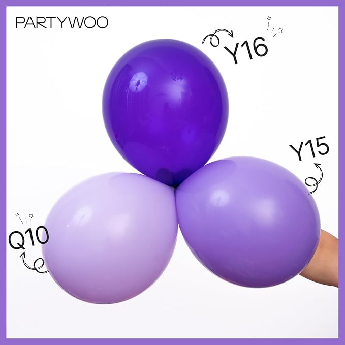 PartyWoo Purple Balloons 152pcs Different Sizes of 18 12 10 5 Inch Purple Balloon Arch Kit Garland for Birthday Engagement Wedding Bachelorette Bridal Shower Butterfly Party Decorations Purple-Y15