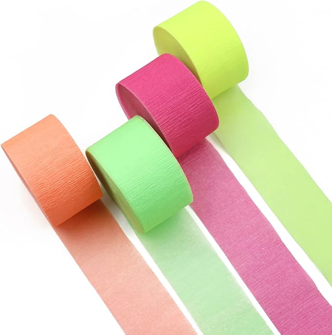 840feet Blacklight Party Streamer Decorations 8 Rolls Glow Crepe Paper UV Reactive Fluorescent Neon Paper Streamers Glow Party Supplies and Decorations for Wedding, Birthday, Neon Party, Fiesta Party