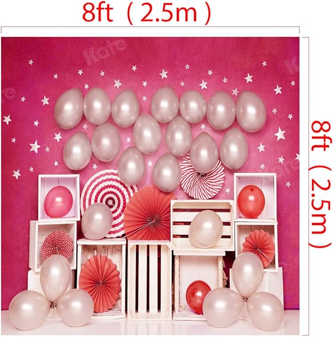 Kate 8x8ft Hot Pink Background for Photography Ballon Babyshower Background Birthday Party Decoration Backdrop