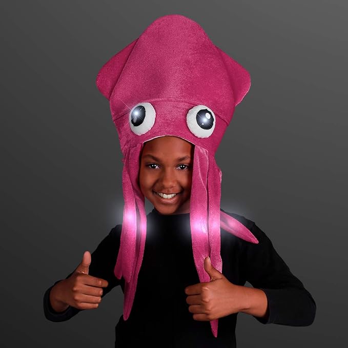 FlashingBlinkyLights Set of 4 Flashing Light Up Silly Squid Hats