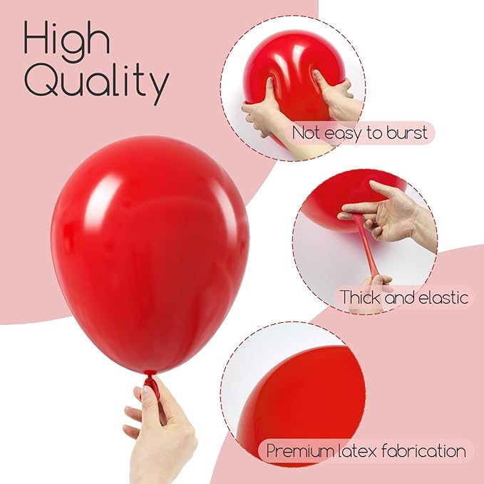 Awenztech 120pcs Red Balloon Arch Kit, 18 12 10 5 inch Red Latex Balloons Different Sizes Balloon Garland for Baby Shower Wedding Valentines Christmas Birthday Party Decorations
