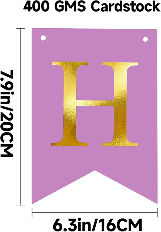 Happy Birthday Banner Birthday Party Banner NO DIY Happy Birthday Sign Pre-Strung Birthday Hanging Decoration for Women Men Girl Boy Party Supplies (Purple and Gold)