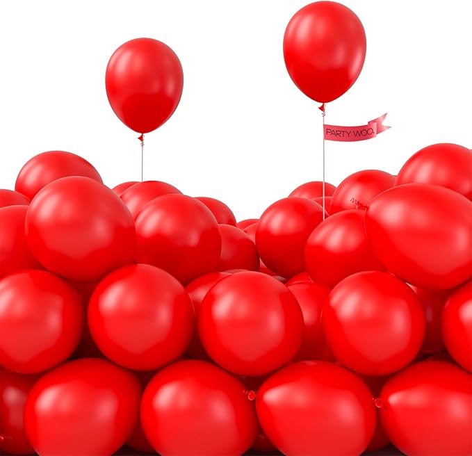 PartyWoo Red Balloons 50 pcs 5 Inch Small Mini Matte Red Latex Balloons for Graduation Wedding Independence Day Valentine's Day Memorial Day Christmas Engagement Birthday Party Decorations Red-Y57