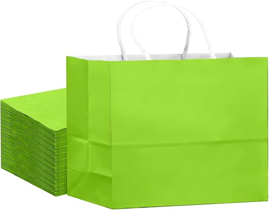 qiqee 24PCS Large Gift Bag with Handles Bulk 13"x4.5"x10" Gift Bags Plum Green Bags Multiple Uses (32x11x25cm,Wide Large)