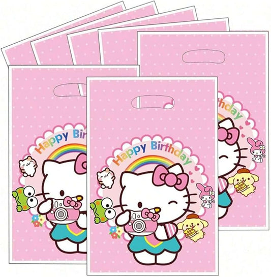 AQHOFSV 30 Pcs Birthday Party Gift Bags, Cartoon Theme Candy Goodie Treat Tote Bag for Birthday Party Supplies (pink)