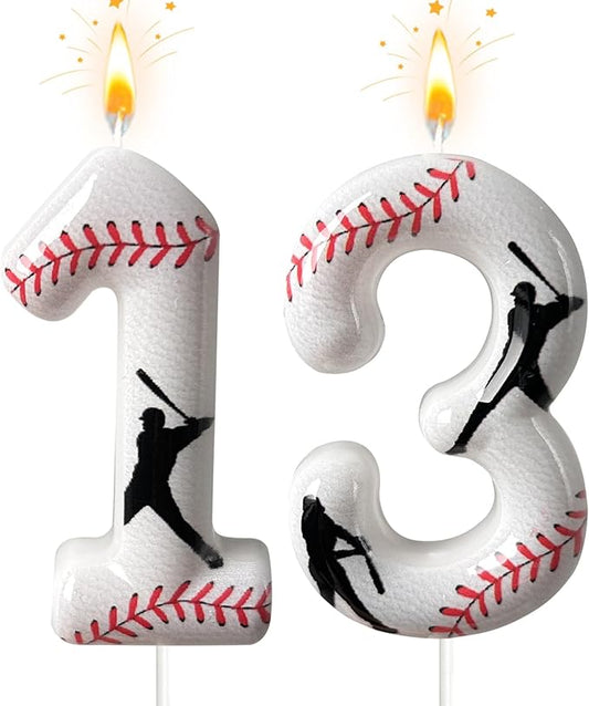 Baseball Birthday Number Candle, Number 13 Candles for Cake Topper, Ideal Birthday Parties Cake Decor, Wedding Anniversary and Other Celebrations (Candle 13)