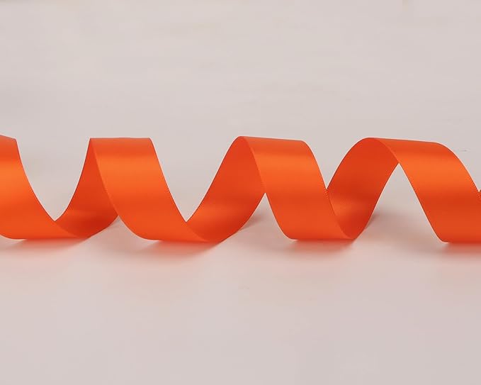 Ribbli Torrid Orange Double Faced Satin Ribbon,1” x Continuous 25 Yards,Use for Craft Bows Bouquet, Gift Wrapping, Wedding Decoration, Floral Arrangement
