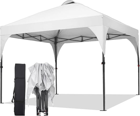 Pop Up Canopy, 10x10 FT Instant Outdoor Canopy Tent with Carrying Bag, 3 Adjustable Heights - Portable for Event, Parties, Camping and More Outdoor Activities