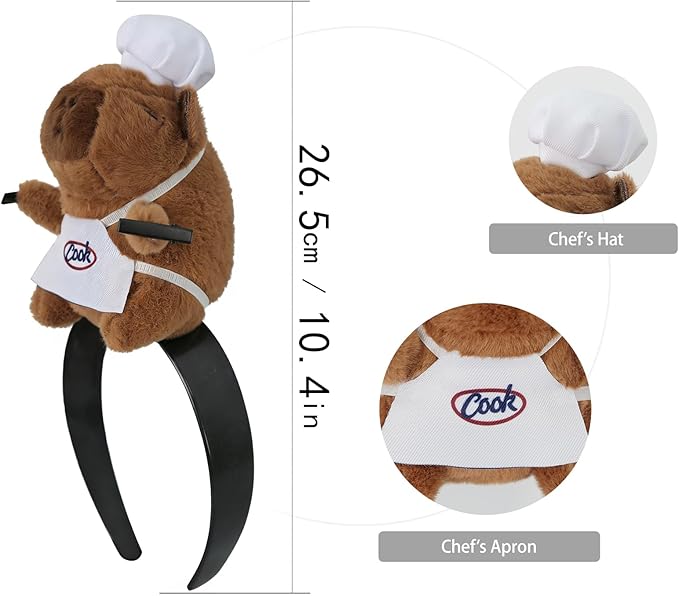 UQJE Adult Capybara Headband Funny Stuffed Capybara Hairband Cute Plush Hairpin Headwear Accessories