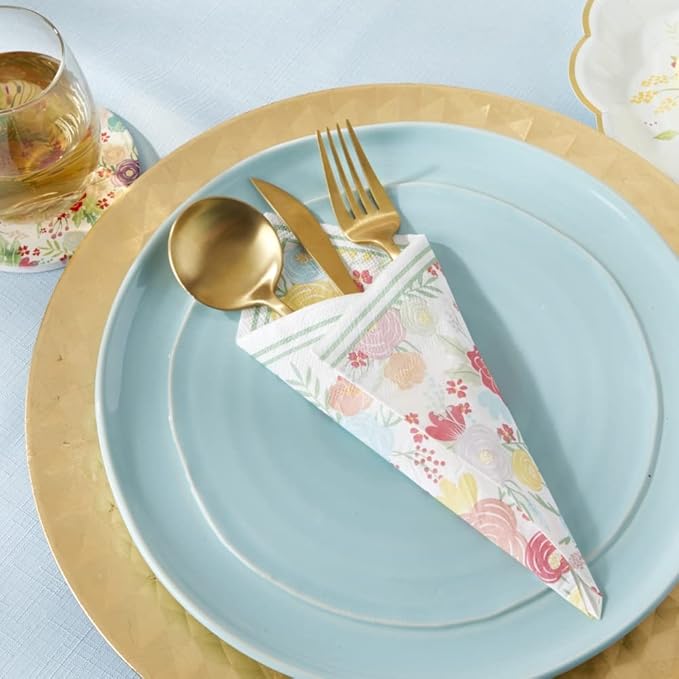 Kate Aspen 2 Ply Paper Party Napkins (Set of 30) Garden Blooms, Perfect for Weddings, Bridal Showers, Baby Showers, Birthdays