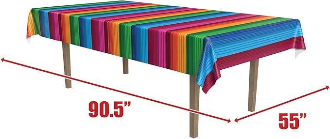 Beistle Fiesta Tablecover, 55” x 90.5”, Polyester, Rectangular, Fiesta Rectangular Tablecloth