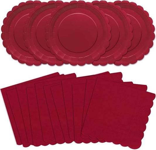 100pcs Red Paper Plates Napkins - Red Disposable Party Tableware Set for Birthdays Bridal Shower Baby Shower Graduation (Serves 50)