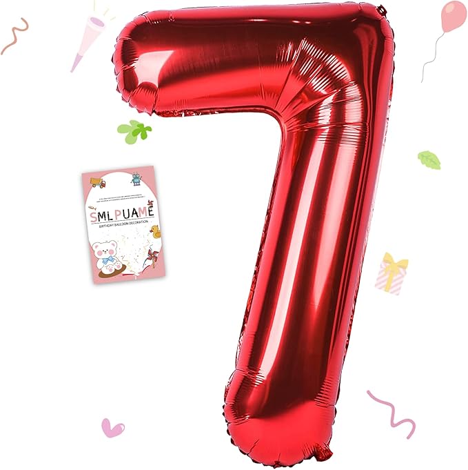 40 inch Number Balloon 0-9 Red Large Number 7 Balloons,Digital Balloons for Birthday Party Celebration Decorations Supplies, Helium Foil Number Balloons for Wedding Anniversary