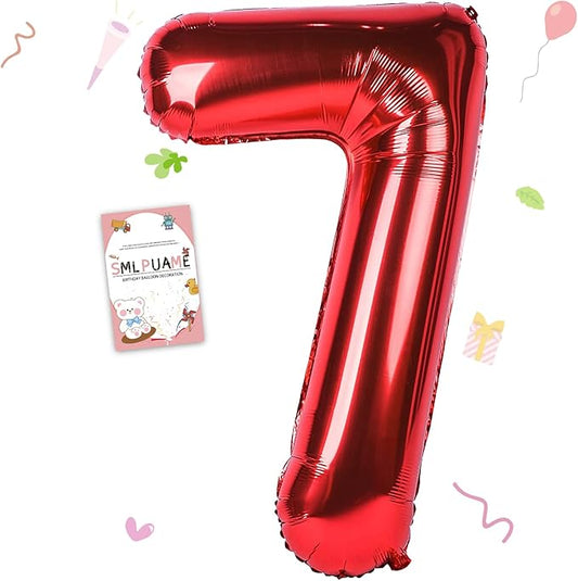 40 inch Number Balloon 0-9 Red Large Number 7 Balloons,Digital Balloons for Birthday Party Celebration Decorations Supplies, Helium Foil Number Balloons for Wedding Anniversary