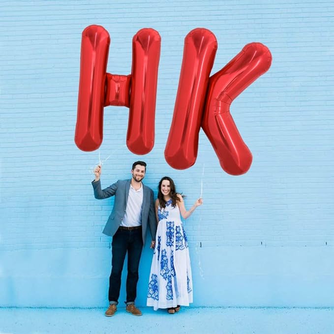 TONIFUL 40 Inch Large Bright Red Letter Balloons A-Z, Giant Jumbo Helium Foil Mylar Big Letter K Balloons for Birthday Party Anniversary Wedding Decorations