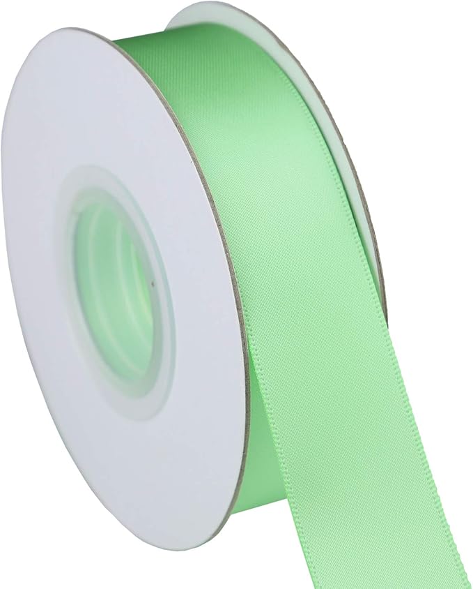 ITIsparkle 1" Inch Double Faced Satin Ribbon 50 Yards-Roll Set for Gift Wrapping Scrap Books Party Favor Hair Braids Baby Shower Decoration Floral Arrangement Craft Supplies, Mint Ribbon