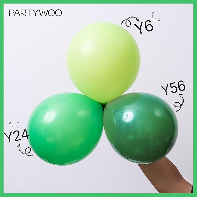 PartyWoo Green Balloons 50pcs 5 Inch Green Latex Helium Balloons for Birthday Baby Shower Graduation Engagement Wedding Dinosaur Jungle Golf Football Baseball Theme Party Decorations Green-Y24