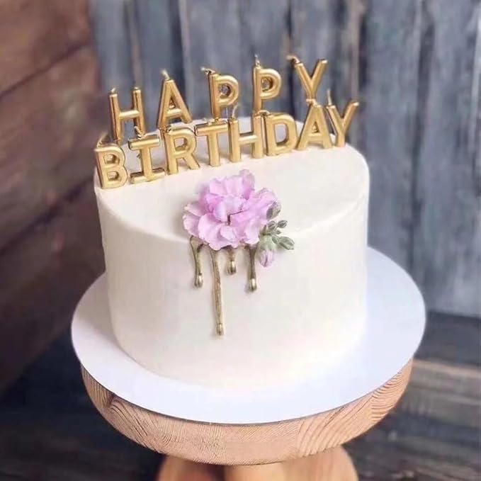Elegant Gold "Happy Birthday" Letter Pick Candles - Stunning & Unique Design - Perfect Decoration for Celebratory Occasions