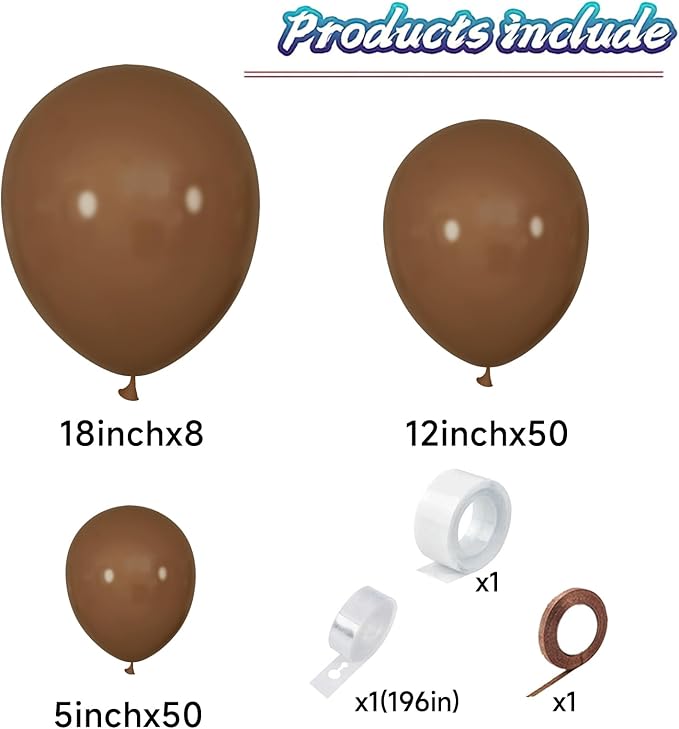 Brown Balloon Arch Kit 111Pcs 18 12 5 Inch Latex Party Balloons Garland for Birthday Baby Shower Wedding Engagement Anniversary Christmas Party Decorations