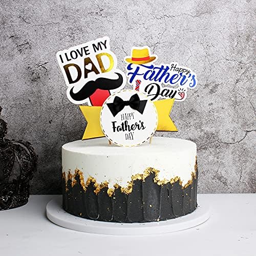 Giga Gud 12pcs Father's Day Cake Topper - Happy Father's Day, Best Dad Ever - Cupcake Topper - Birthday Party Cake Decorations - Plastic, White