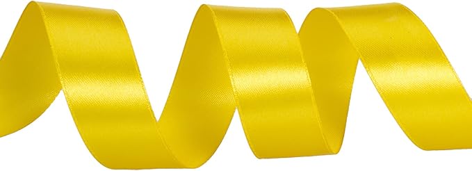 YASEO 1 Inch Yellow Solid Satin Ribbon, 50 Yards Craft Fabric Ribbon for Gift Wrapping Floral Bouquets Wedding Party Decoration