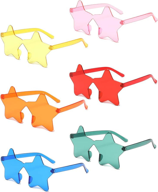 12/26/36 Pairs Rimless Star Shaped Sunglasses Transparent Glasses Bulk Fun Sunglasses for Party Favors