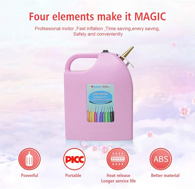 Portable Electric Balloon Inflator Pump Rechargeable Twisting Modeling Balloon Pump for Birthday/Party/Decoration (Pink)
