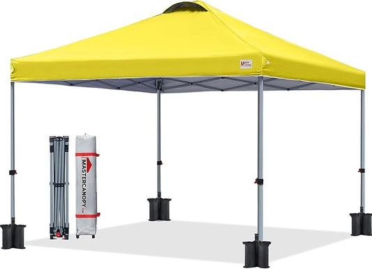 MASTERCANOPY Durable Pop-up Canopy Tent with Roller Bag (10x10, Yellow)