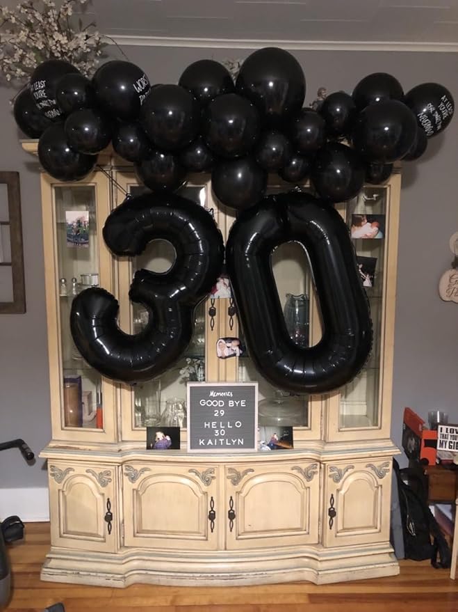 40 inch Number Balloon 0-9 Black Large Number 30 Balloons,Digital Balloons for Birthday Party Celebration Decorations Supplies, Helium Foil Number Balloons for Wedding Anniversary