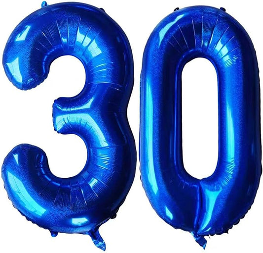 Laser Navy Blue Number 30 Balloons 40 Inch Giant Number Dark Blue 30 Foil Mylar Balloons for 30th Birthday Anniversary Events Party Decorations