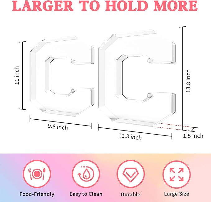 13.8" Acrylic Letter Charcuterie Tray, Charcuterie Letters Fillable Box for food, Reusable Serving Cake Candy Dish Display Tray for Birthday Anniversary Party Decoration (Letter C)
