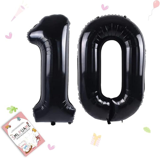 40 inch Number Balloon 0-9 Black Large Number 10 Balloons,Digital Balloons for Birthday Party Celebration Decorations Supplies, Helium Foil Number Balloons for Wedding Anniversary