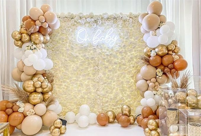 MEBAY Boho Balloons Garland Arch Kit, 146 Pcs Brown Nude White Balloons Different Sizes for Girls Baby Shower Garden Tea Party Bachelorette Birthday Wedding Decorations