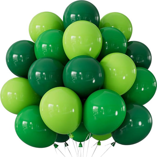Green Balloons, 50 Pcs Dark & Lime Green Balloons 12 Inch Latex Balloons for St. Patrick’s Day, Baby Shower, Jungle Safari Birthday Party Decorations, Indoor Outdoor